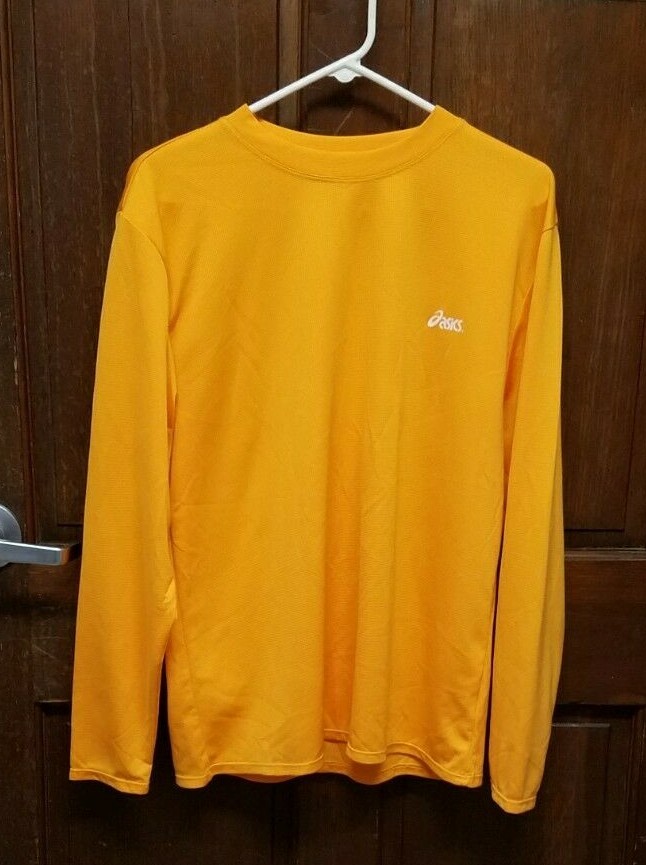 ASICS Men's Activewear Long Sleeve Waffle Shirt Golden Yellow Orange Size M gallery