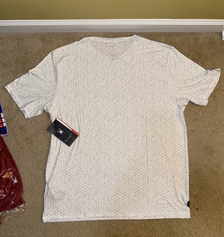 2 Spyder Rash Guard Shirts Mens Large 1 White 1 Red Swim UPF 30+ Quick Dry Sun gallery