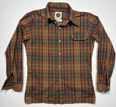 VTG Saska Skiwear Men’s M Orange Green Fall Plaid Shirt 100% nylon RARE