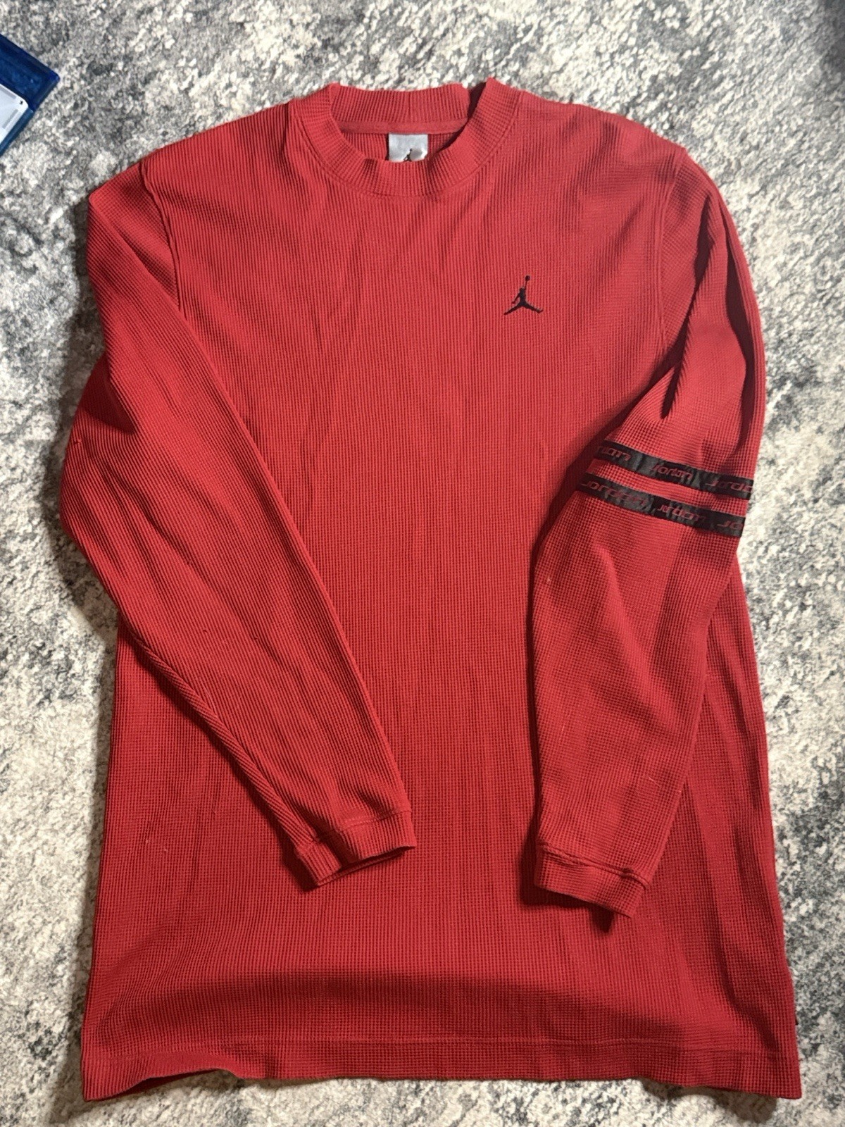 Nike Jordan Men's Thermal Weave Long Sleeve Pull Over Shirt Red Size M gallery