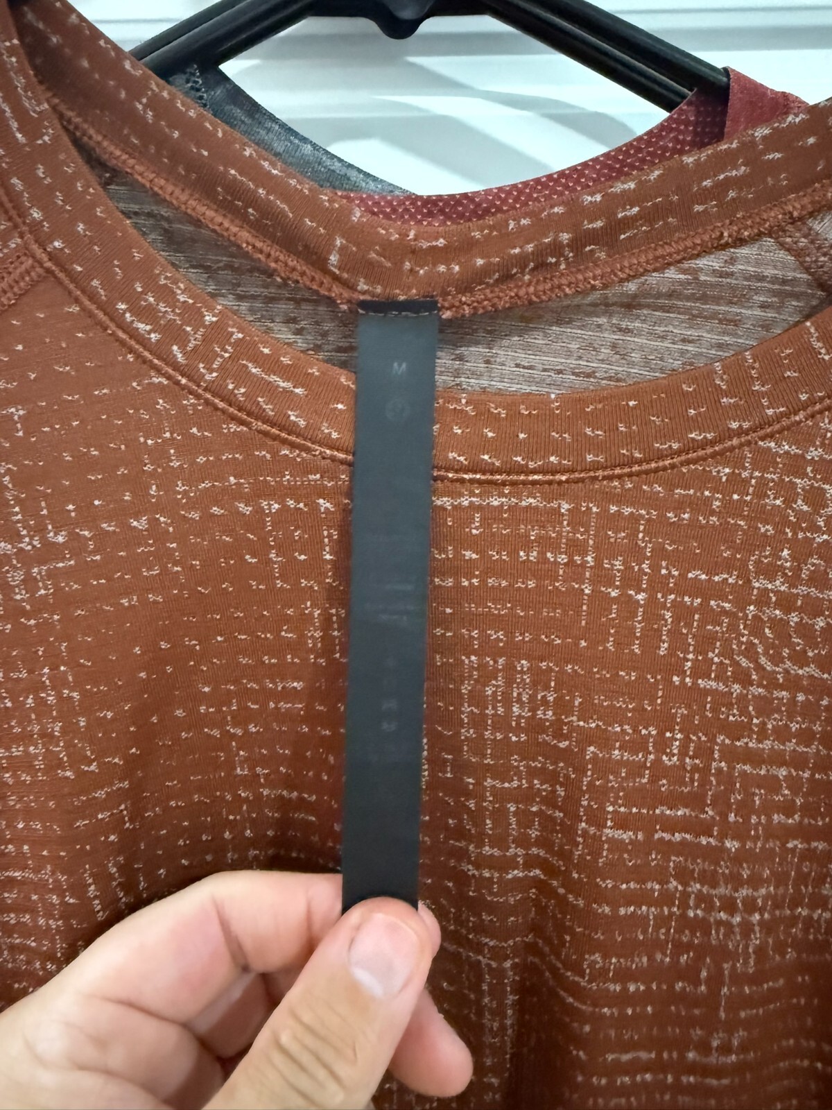 Lululemon Men's Long Sleeve Shirt Size Medium Grey and Black swirl color gallery