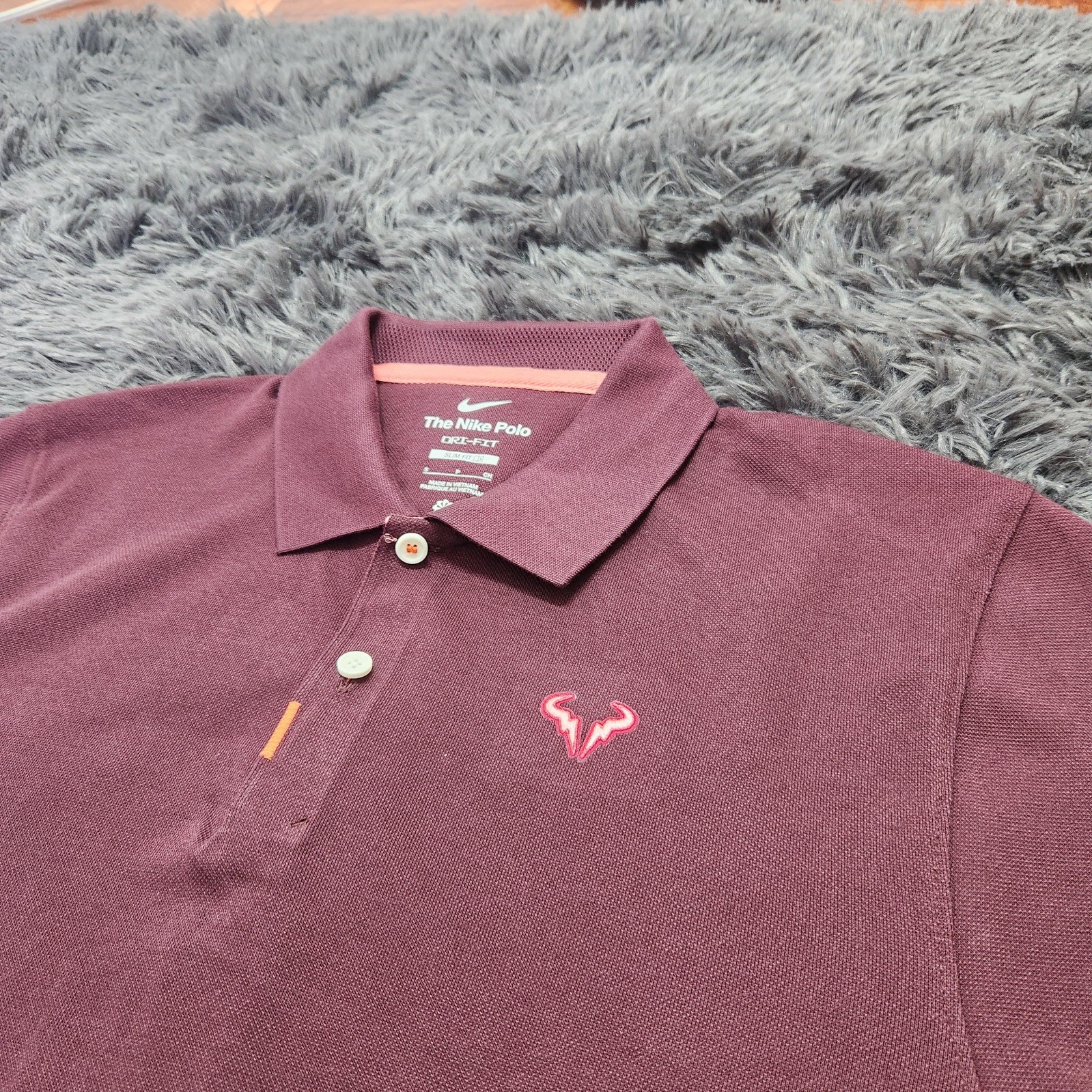 Nike Rafa Nadal Polo Shirt Small Men’s Maroon Dri-Fit Slim gallery