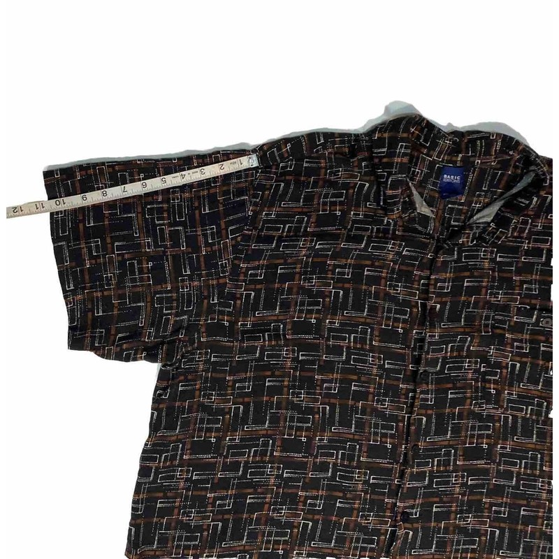 VTG Basic Editions Comfy Black Rayon Graphic 50’s Style Leisure Shirt Size 2X gallery