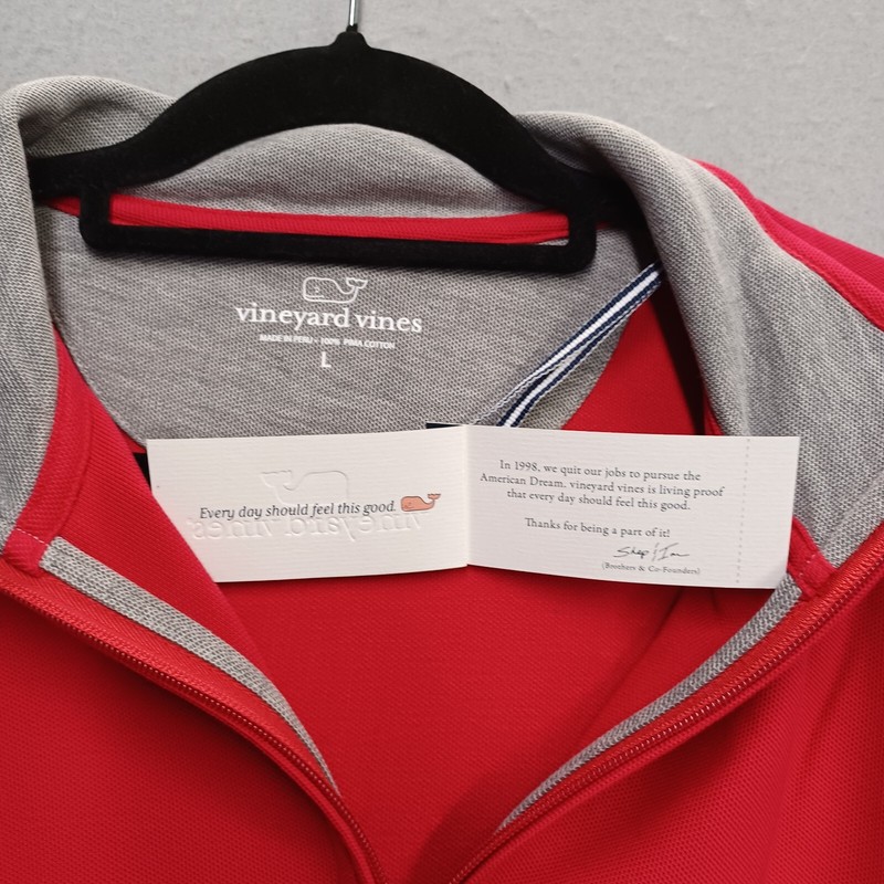 Vineyard Vines 1/4 Zip Pullover Large Lifeguard Red Shirt Prima Cotton NWT gallery