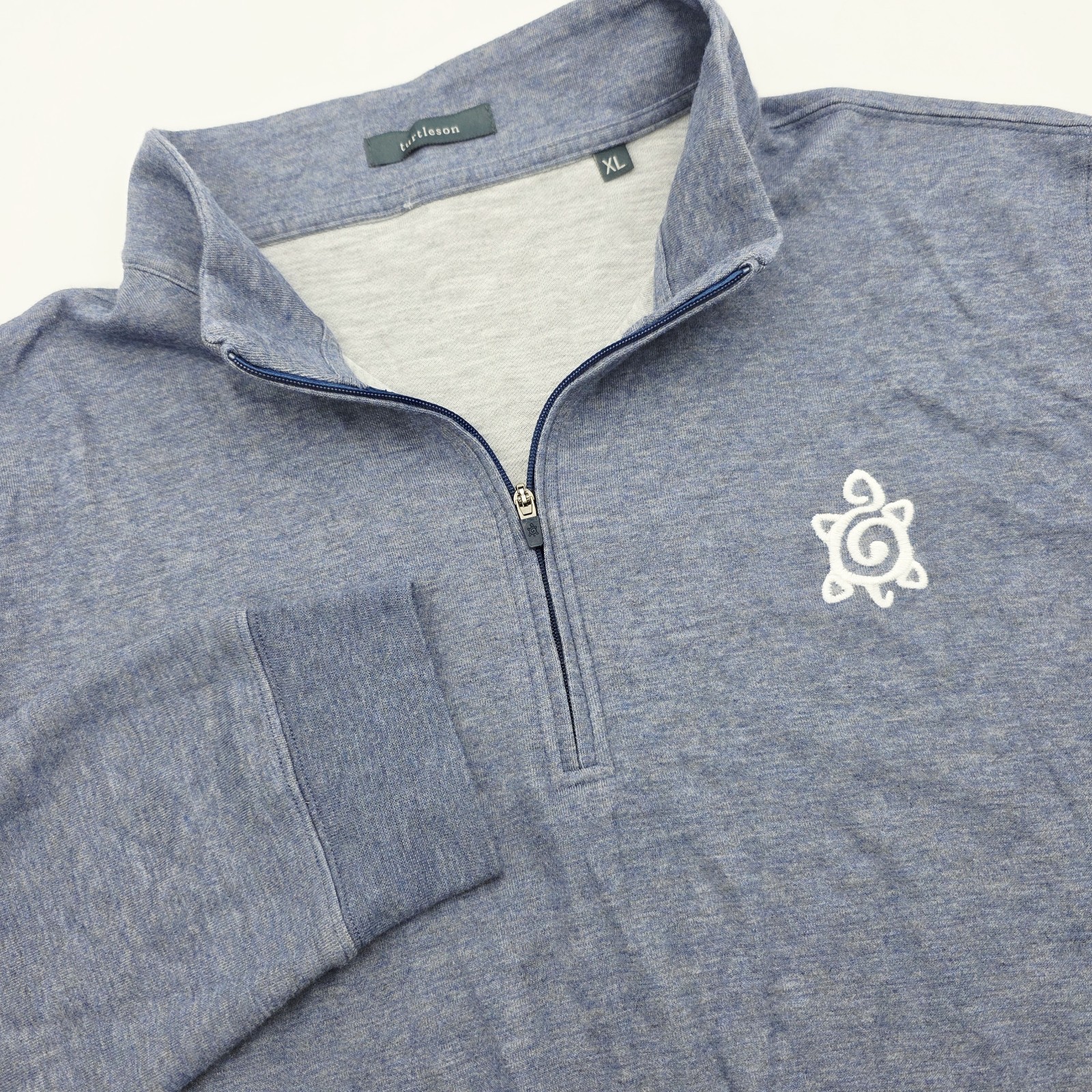 Turtleson Pullover Mens XL Blue Heathered Quarter Zip Tour Performance Golf Knit gallery