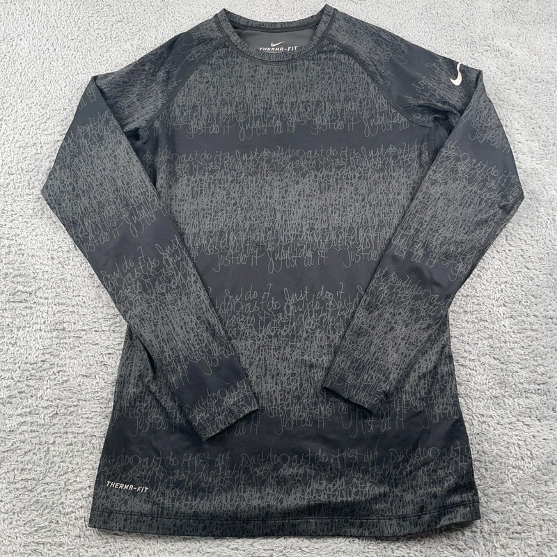 Nike Shirt Mens Large Black Therma Fit Fleece Baselayer Athletic Performance gallery