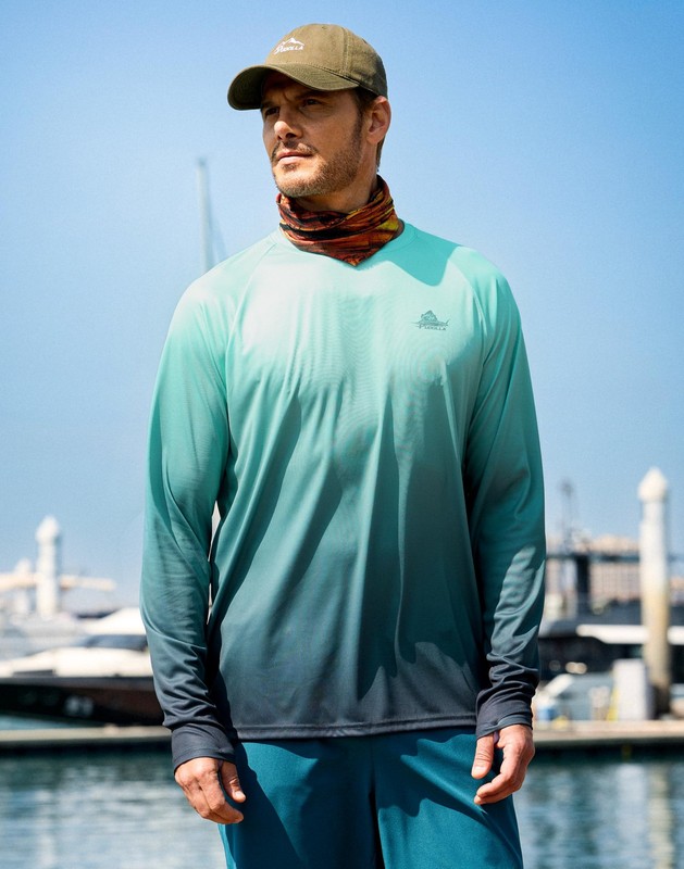Men's Sun Protection Long Sleeve Shirts UPF 50+ Fishing Swim Shirts Lightweig... gallery