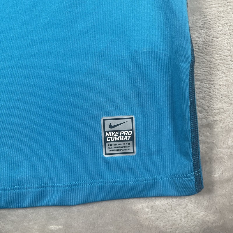 Nike Pro Combat Fitted Dri-Fit Mens Large Blue Compression Training Shirt gallery