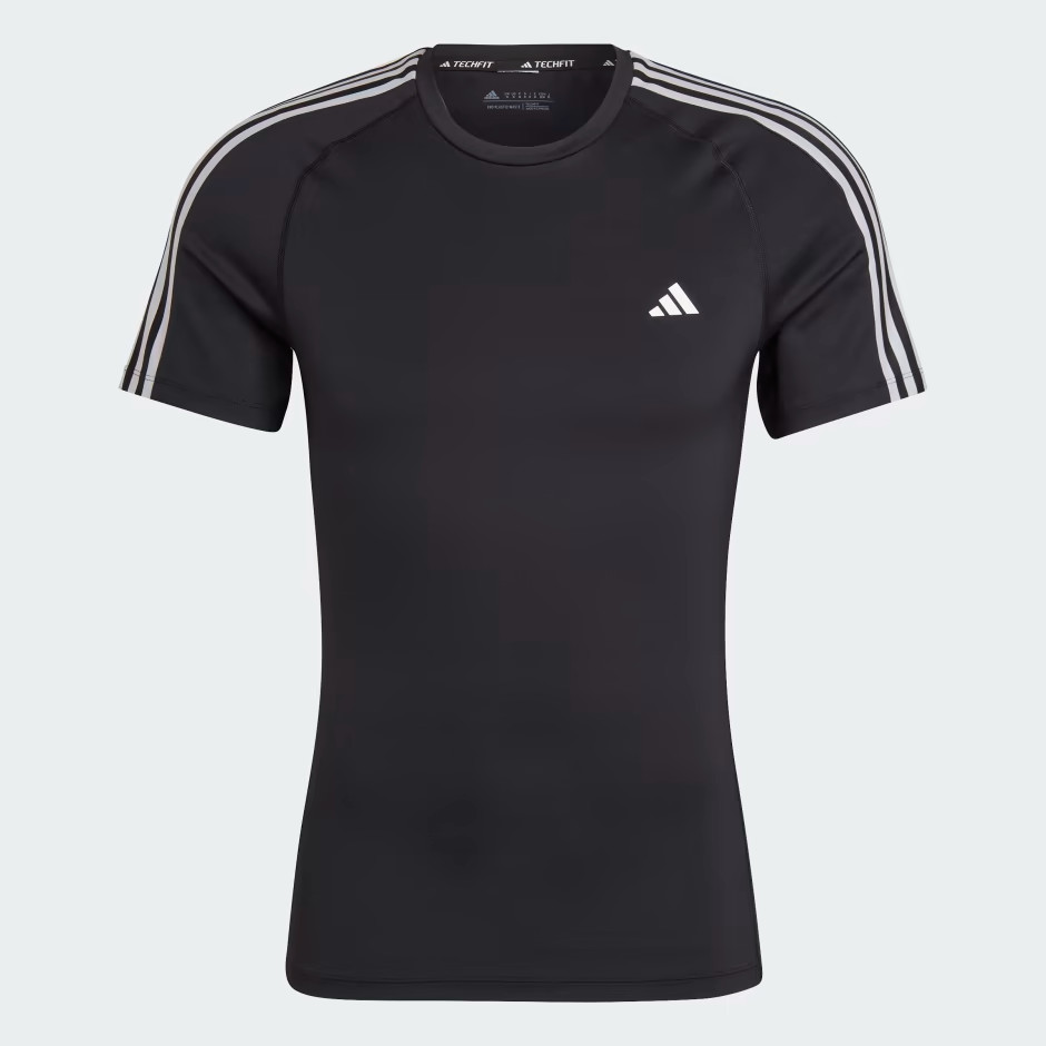 adidas Men's Techfit 3 Stripes AEROREADY Men's Training T-Shirt Tee HD3525 gallery