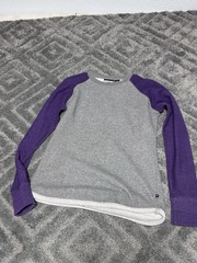 Pennant Sportswear Gray Purple Blank Long Sleeve Shirt Cotton Polyester Size M