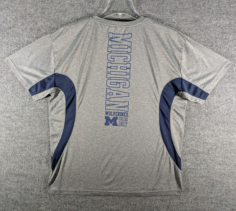 University of Michigan UofM Wolverines Gray Performance Athletic T-Shirt Mens XL gallery