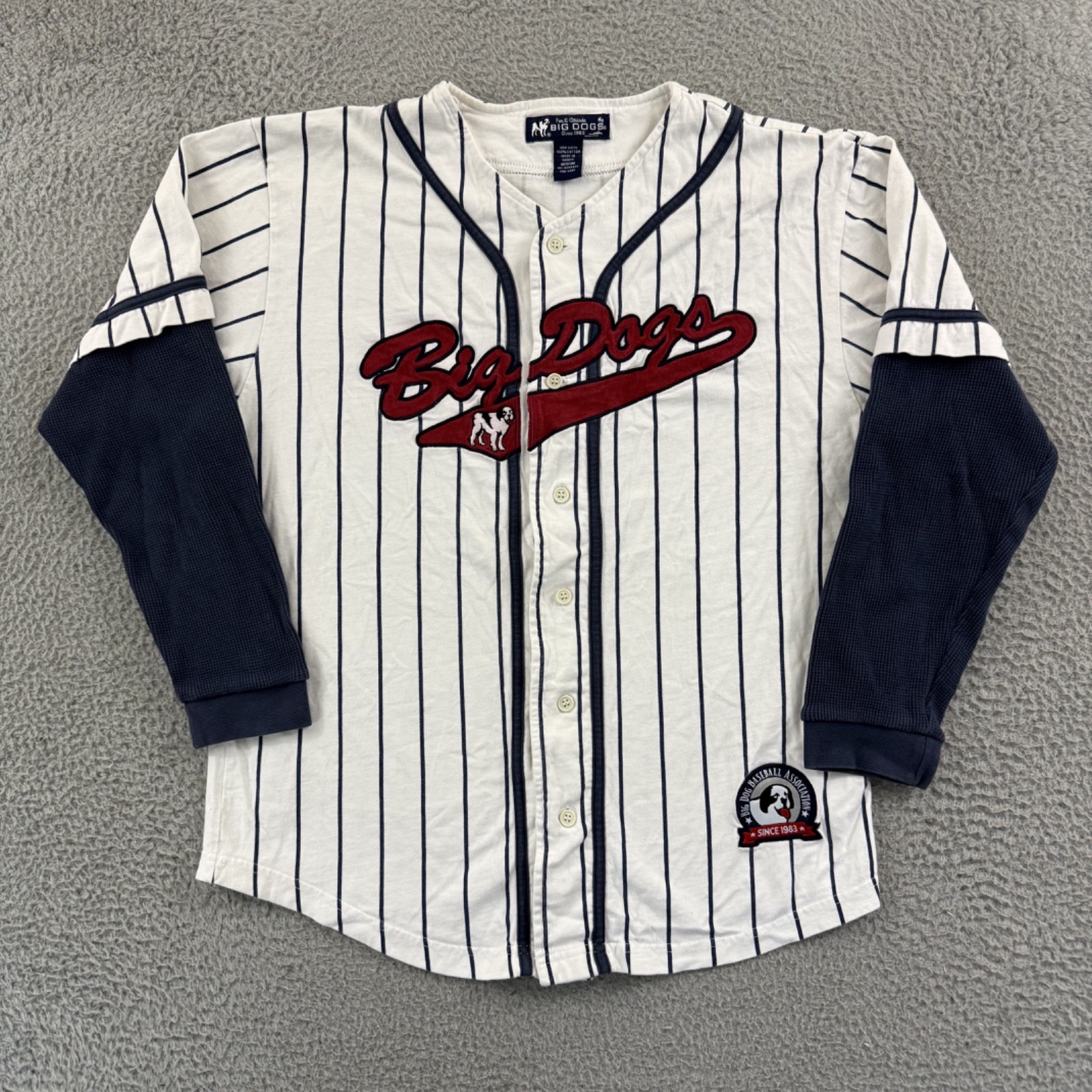 Vintage Big Dogs Jersey Men Medium White Striped Baseball 90s Sport Long Sleeve gallery