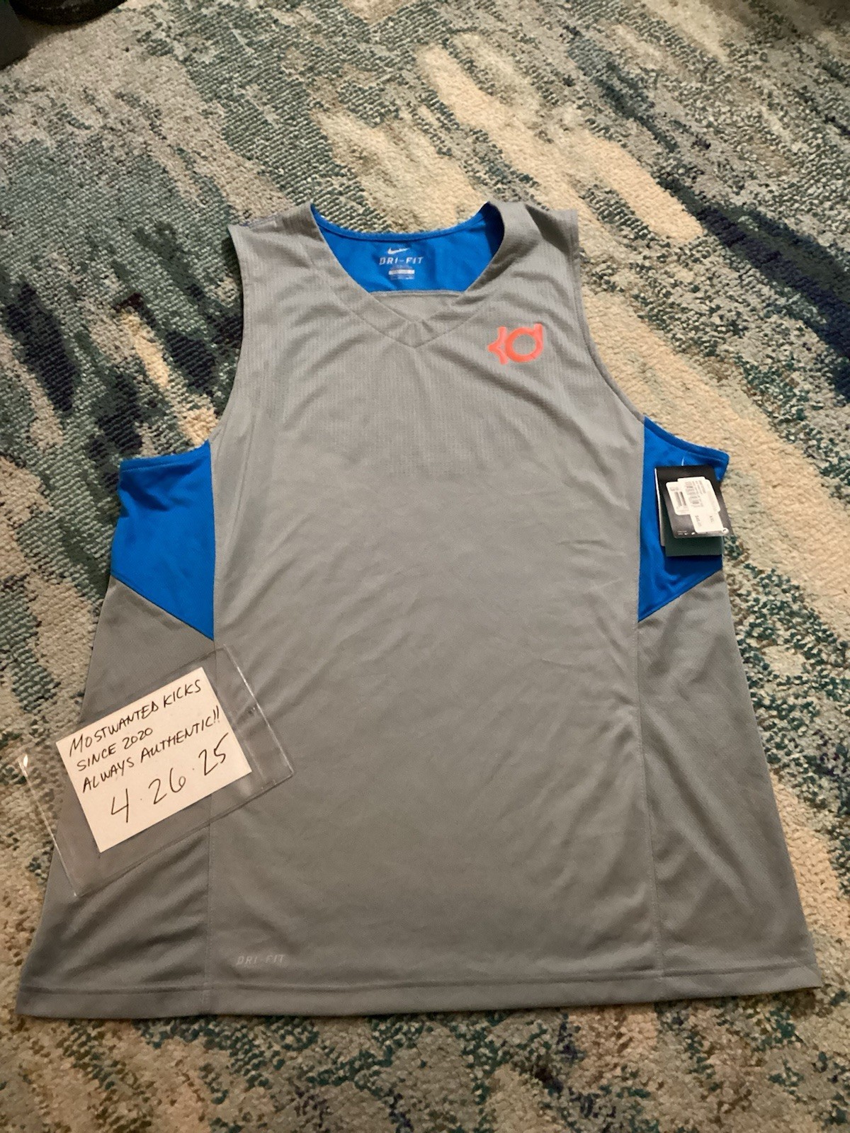 NWT Nike Dri-Fit KD Hyperelite Grey & Blue Tank Top Men’s Sz XXL FREE SHIPPING gallery