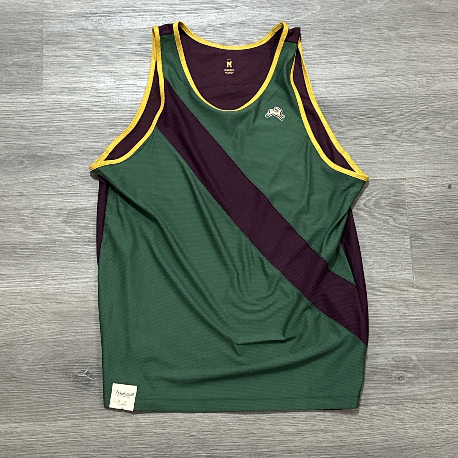 Tracksmith Tank Top Mens Medium Green Purple Running Singlet Performance Jersey gallery