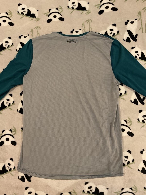 Under Armour Mens Large Compression Shirt Grey Teal 3/4 Sleeve Gray L Heatgear gallery
