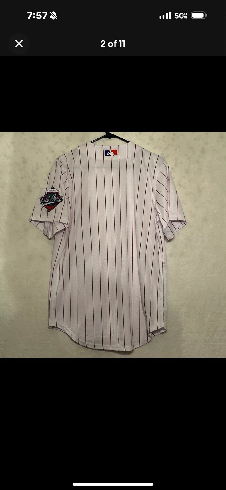 NWT Nelk Boys Full Send Phillies Baseball Jersey Pin Stripe Large NEW Unopened gallery