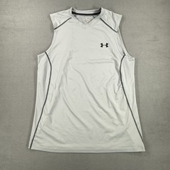 Under Armour Mens HeatGear Fitted Sleeveless Training Shirt Gray Large