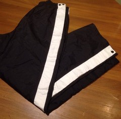 Nike Full Snap Leg Big Embroidered Large L Black White Track Sweatpants