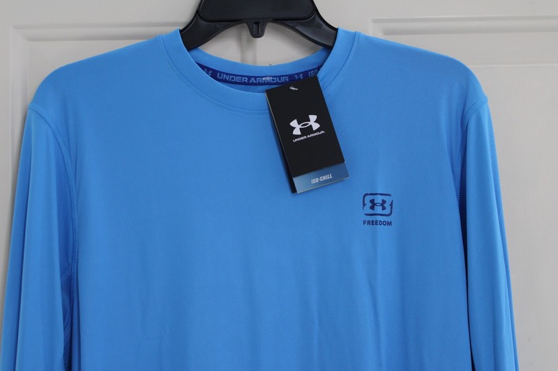 NWT Under Armour Iso-Chill Fish Pro Freedom Men's Medium Viral Blue T-shirt RARE gallery