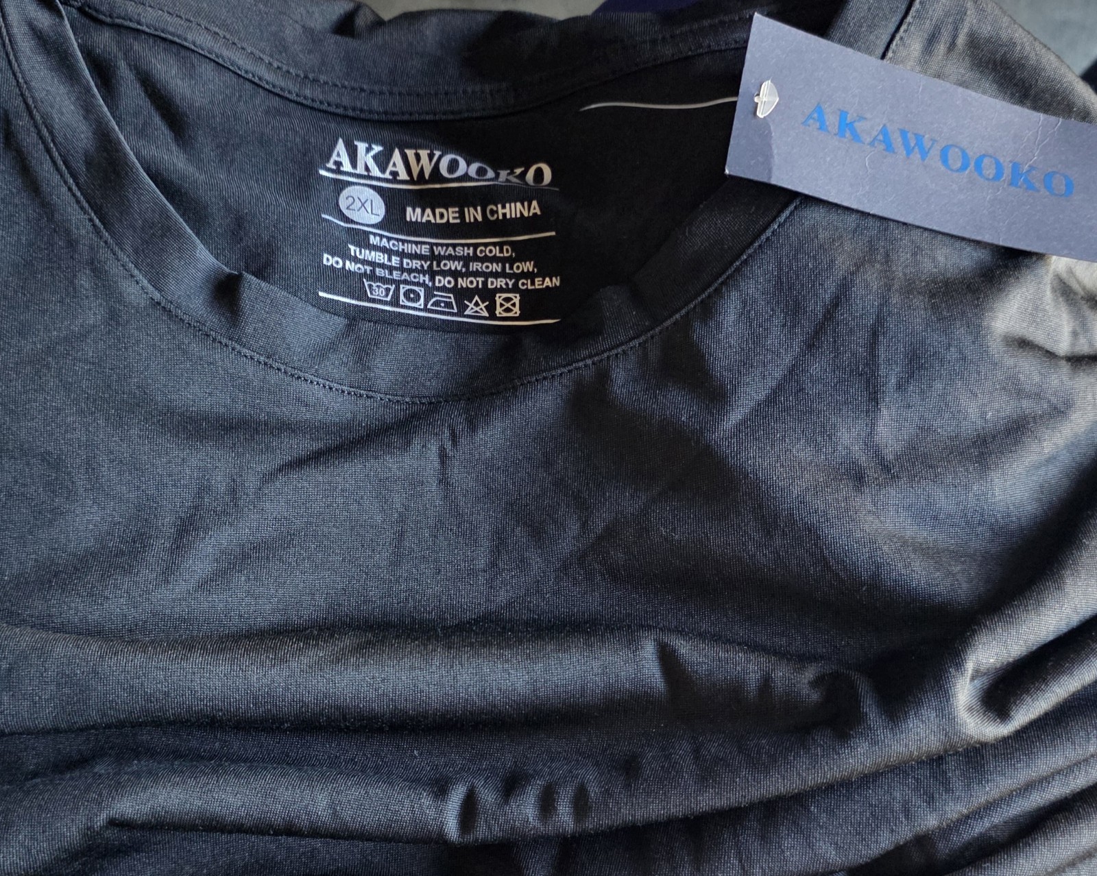 NWT Akawooko Men's Black Indigo Workout T-Shirt Short Sleeve - Sz 2XL gallery