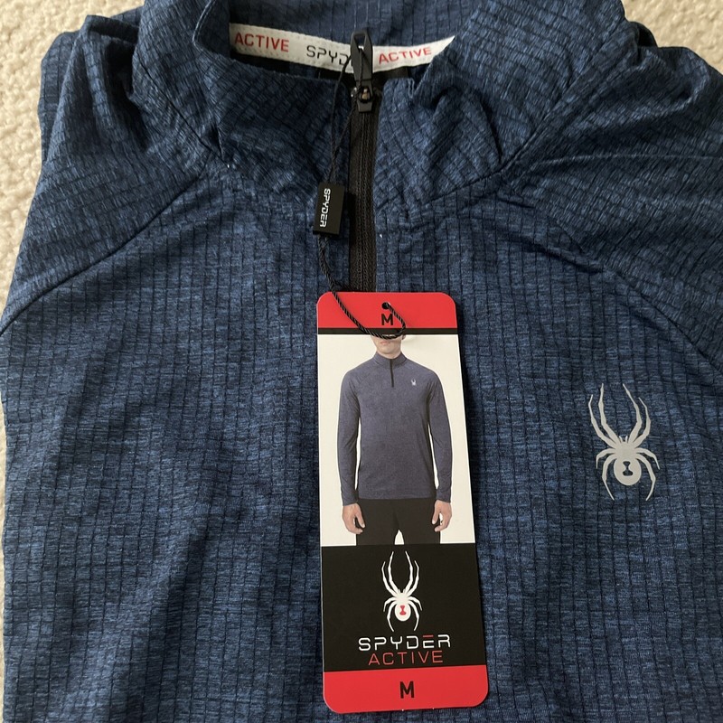 SPYDER Men's Moisture Wicking 4 Way Stretch Reflective 1/4 Zip Pullover, Blue M gallery