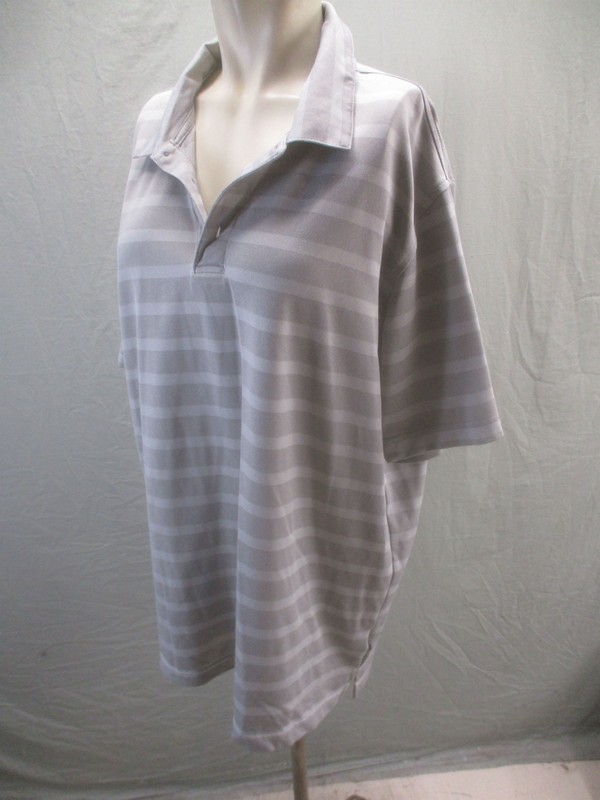 Bolle Size XL Mens Gray Striped Short Sleeve Collared Athletic Casual Polo 961 gallery