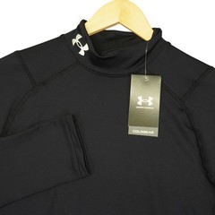 NEW Under Armour Mock Neck Mens M Black ColdGear Fitted Long Sleeve Shirt Base