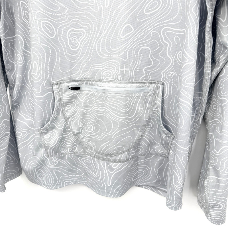 Zero Foxtrot Stay Zero Hoodie Mens XL Grey Skull SLIM Lightweight Pull Over 46" gallery