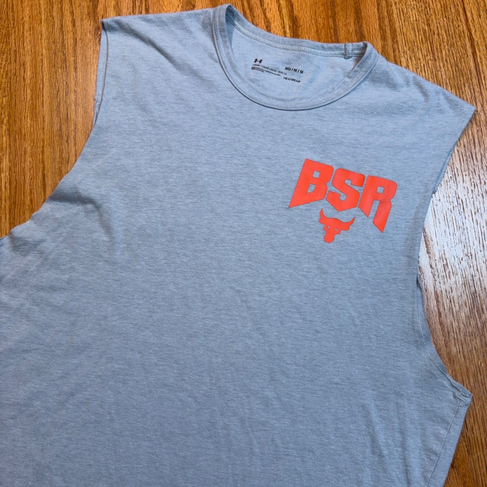 Under Armour Project Rock BSR Tank Top Mens Medium Grey Gym Training Muscle gallery
