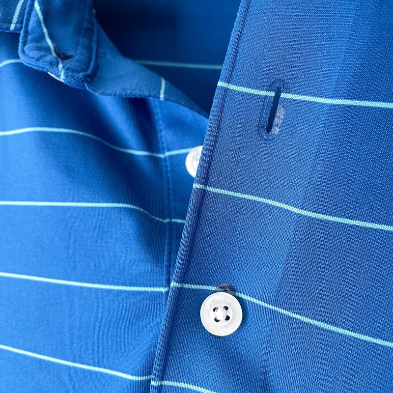 KJUS Soren Polo Shirt Men's 56 2XL Blue Big Stripes Golf Active Short Sleeve UPF gallery