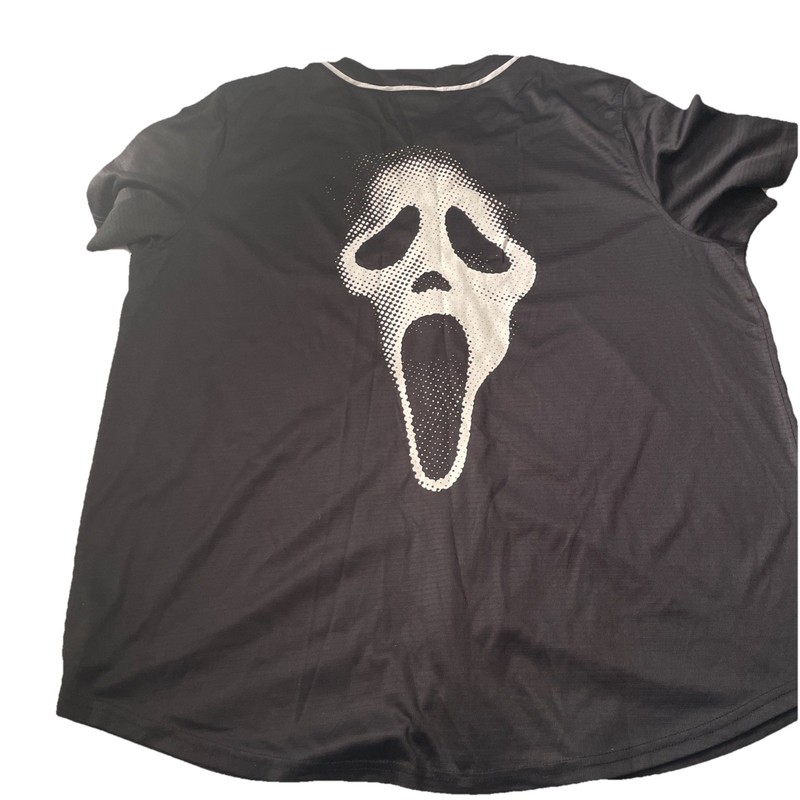 Ghost Face Button Down Baseball Jersey Black Double-Sided Men’s Size XL gallery