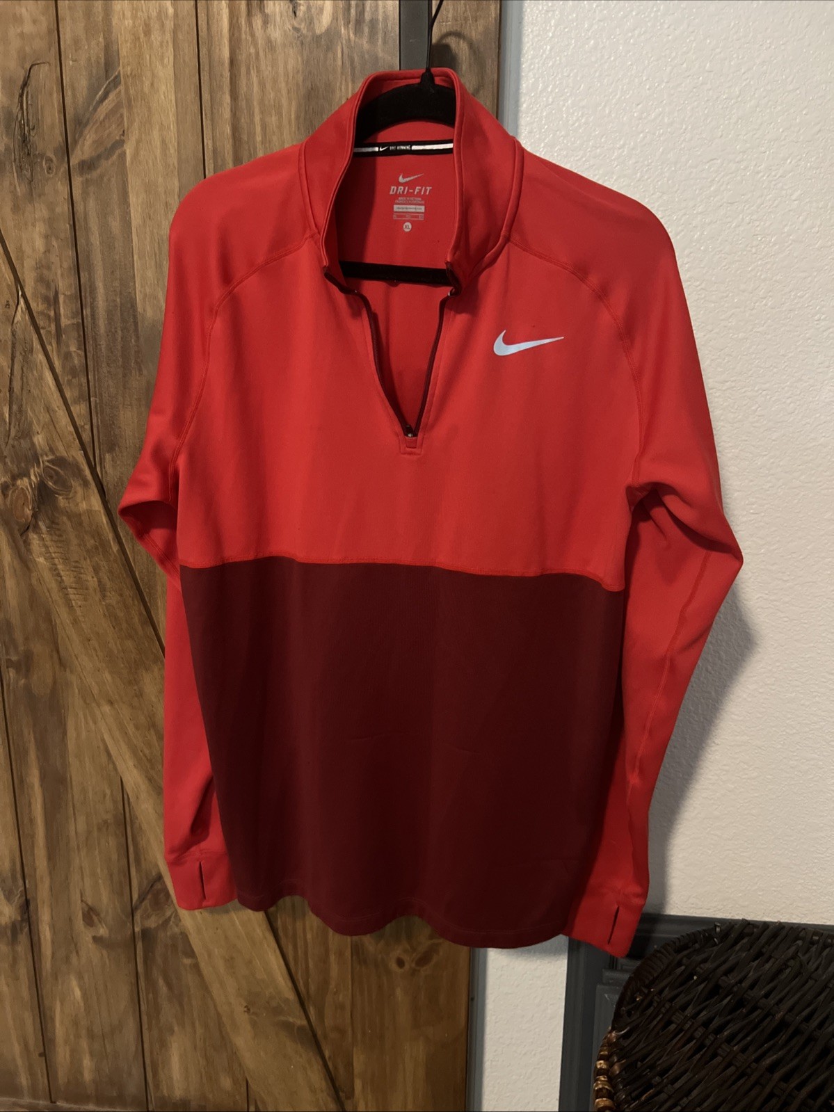 Nike Dri-FIT Pullover Mens XL Red 1/4 Zip Long Sleeve Running Training Top gallery