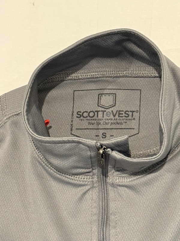 SCOTTeVEST TEC Performance Pullover Mens S Gray 1/4 Zip Hidden Pockets gallery