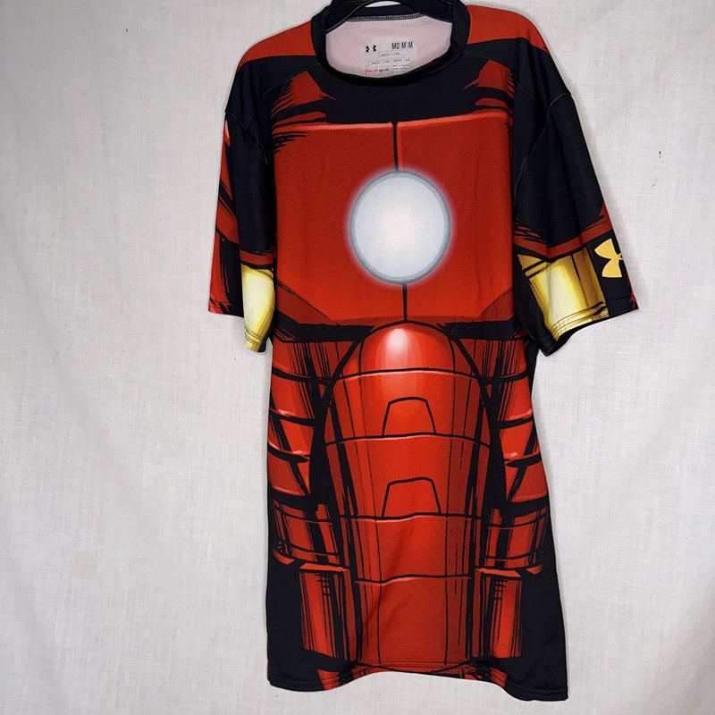 Under Armour Heat Gear Marvel Iron Man Stark Compression Top Red Mens Size med gallery