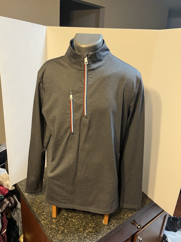 G/FORE Men’s LS 1/4 Zip Pullover Gray Poly Blend Athletic Cut Meadowbrook Logo gallery