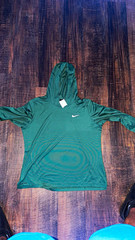 Nike Pro Men’s Pullover Hoodie Green Polyester Long Sleeve Logo Size L