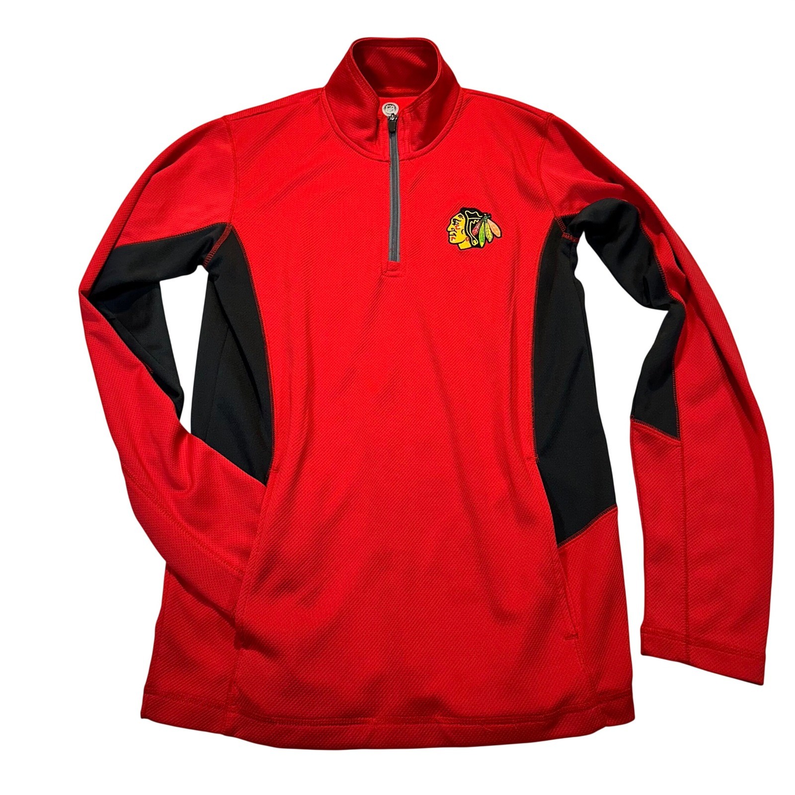 NHL Chicago Blackhawks Knights Apparel Red Quarter Zip Pullover Mens M 38/40 gallery