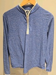 FootJoy Mens Blue Heathered Space Dye Quarter Zip Golf Pullover Size Medium