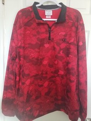2016 Champion Duo Dry Mens XL Red/Black Camo 1/4 Zip Mock Neck Pullover ,