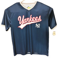 True Fan New York Yankees Jersey Mens XL Medium Blue Short Sleeve Official NWT