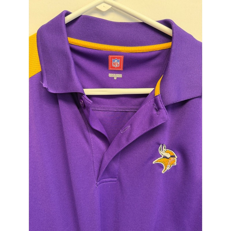 NFL Mens Minnesota Vikings Collared Purple Short Sleeve Activewear Shirt gallery