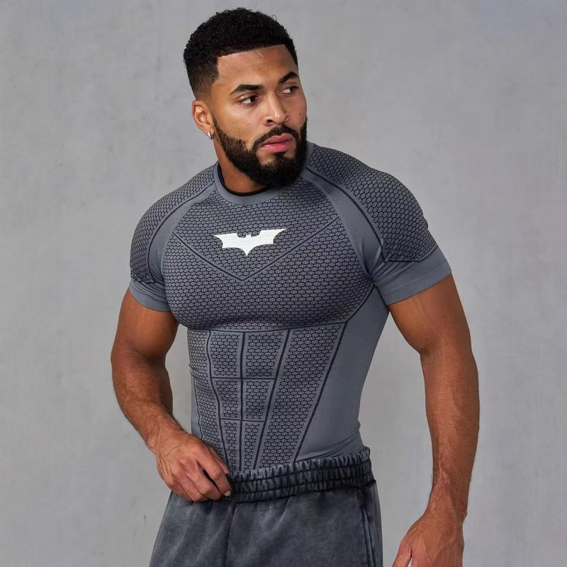 YOUNGLA4259 Bat@man Men's Skinny T-Shirt Jogger Sport Quick-Drying Short Sleeves gallery