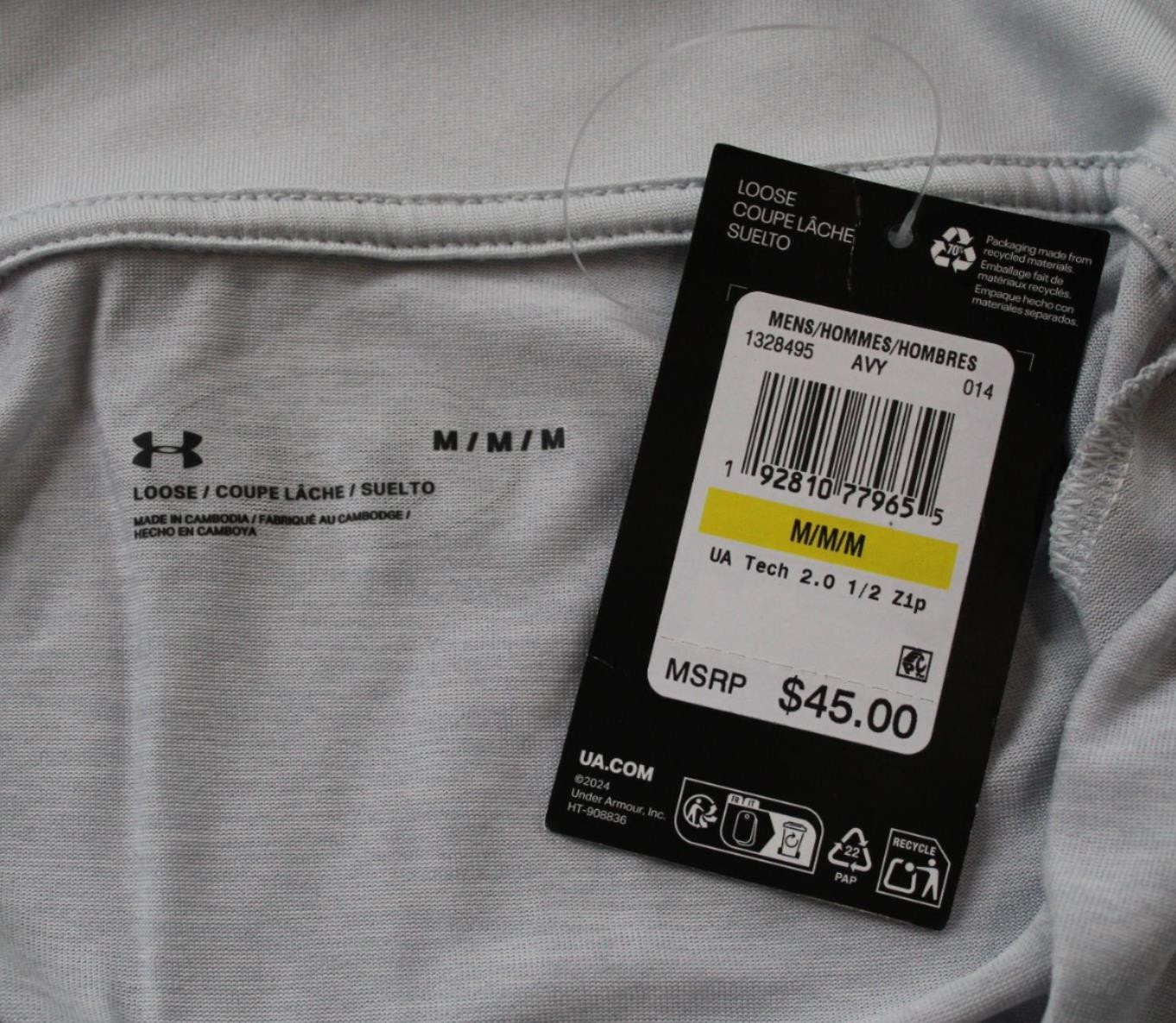 Under Armour Men's Loose Long Sleeve Tech 2.0 1/2 Zip WR4 Halo Gray Medium NWT gallery