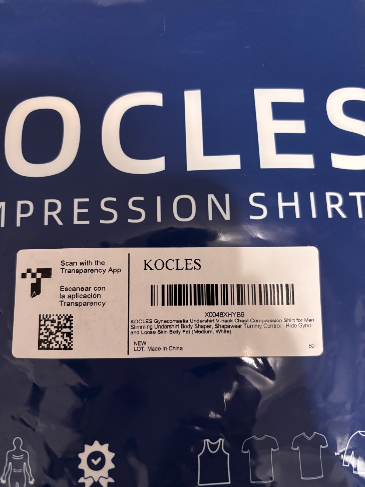 KOCLES Men's Compression Cooling Body Shaper T-Shirt M White NWT gallery