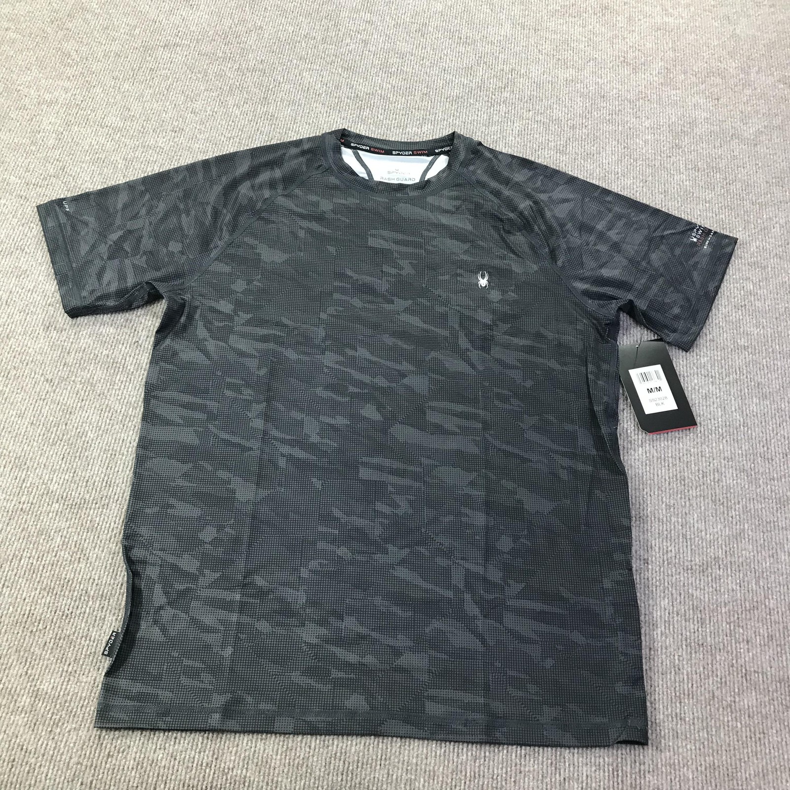 Spyder Rash Guard Shirt Mens Medium Black UPF 30+ Quick Dry Surf Swim Athletic gallery