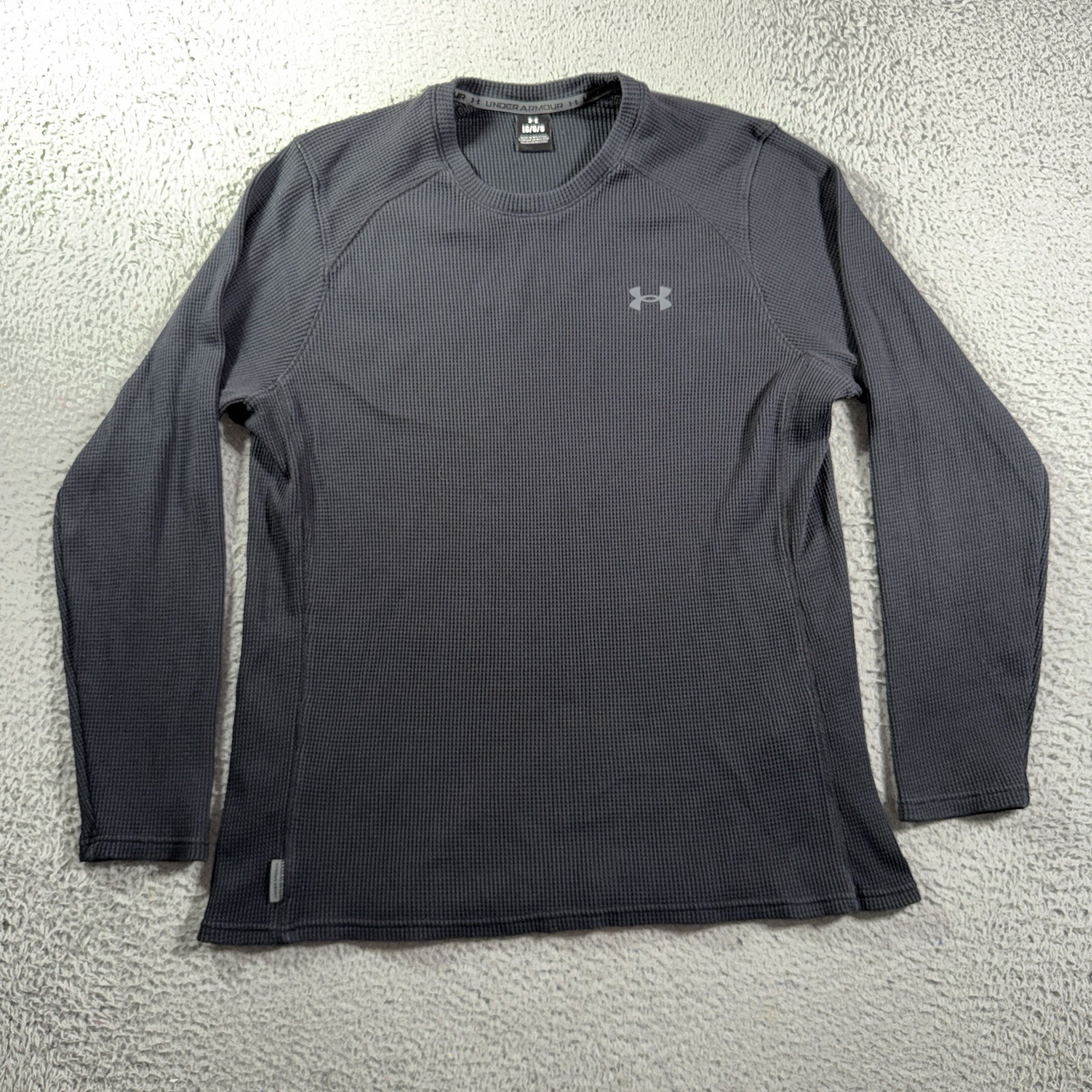 Under Armour Thermal Shirt Mens Large Black Long Sleeve Waffle Knit Crew Neck gallery