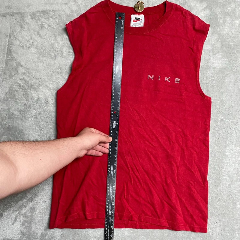 Vintage 90s Nike Tank Top Mens Small Red Cotton Spellout Sleeveless Workout gallery