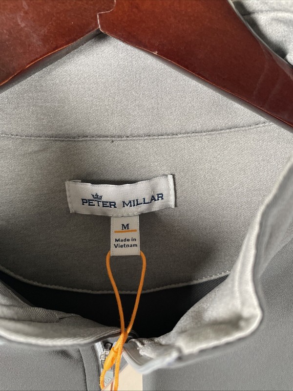 Peter Millar Crown Sport Perth Loop Iron Grey Quarter Zip Pullover Mens M NEW gallery