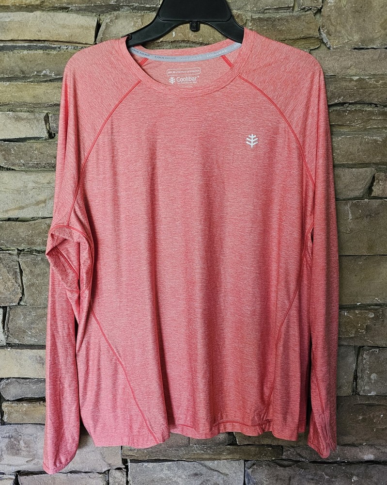 Coolibar CoolTect UPF 50+ Sun Protection Men's XL Long Sleeve Shirt Coral Color