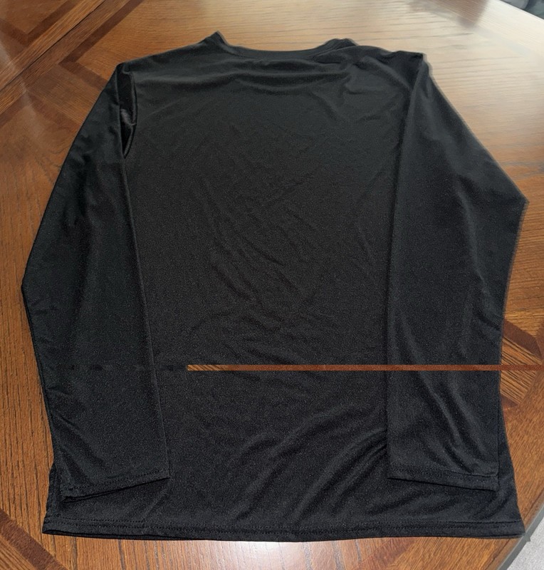 Real Essentials Black Stretch Long Sleeve Crew Neck Activewear Tee L gallery